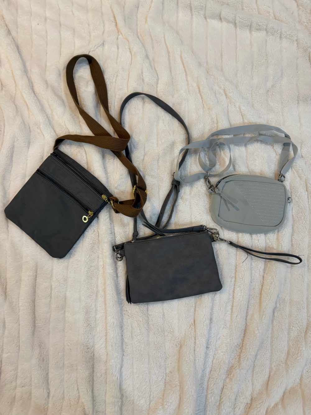 3 Crossbody Purse Bundle | Gray & Charcoal Everyday Bags |